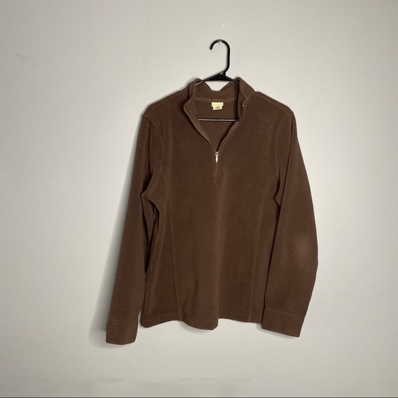 LL bean fleece brown pullover size large - Picture 2 of 5